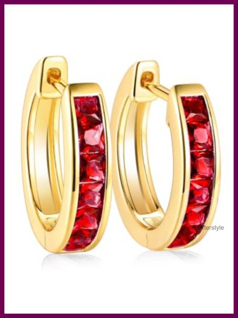 Huggie Hoop Earrings 15mm Cubic Zirconia Sterling Silver 14k Gold Plated